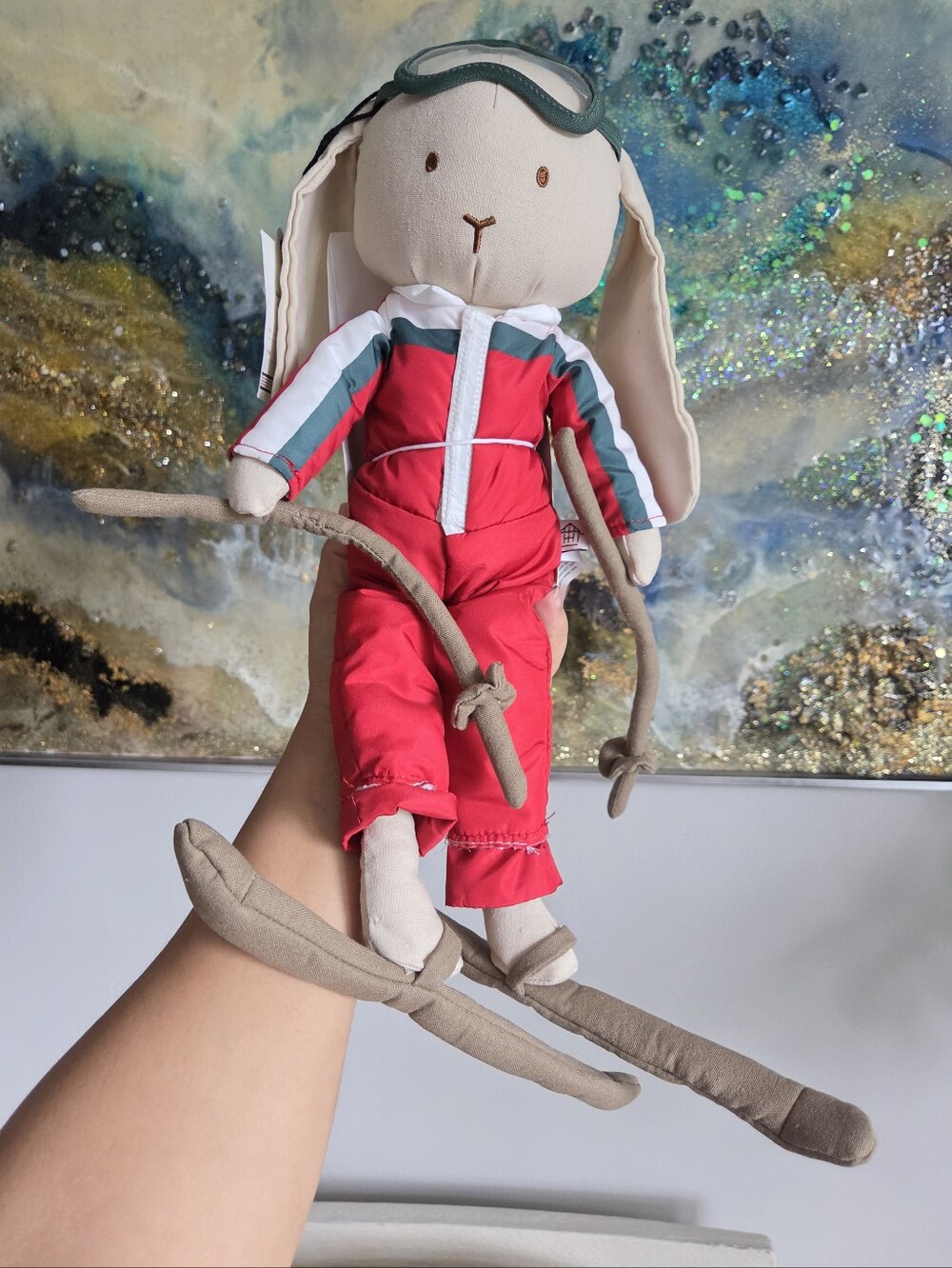 Plush Bunny Skier Toy - Red Ski Outfit